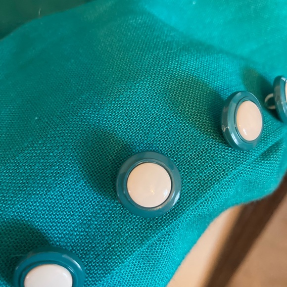 Vintage ‘80’s Linen Feel Green Top w/ Accent Trim & Buttons by Draper & Damon’s - Picture 3 of 7